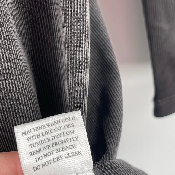 BOBI LOS ANGELES Dress Size Small Gray NWT Mini Long Sleeve Puff V-Neck Ribbed - Picture 9 of 11